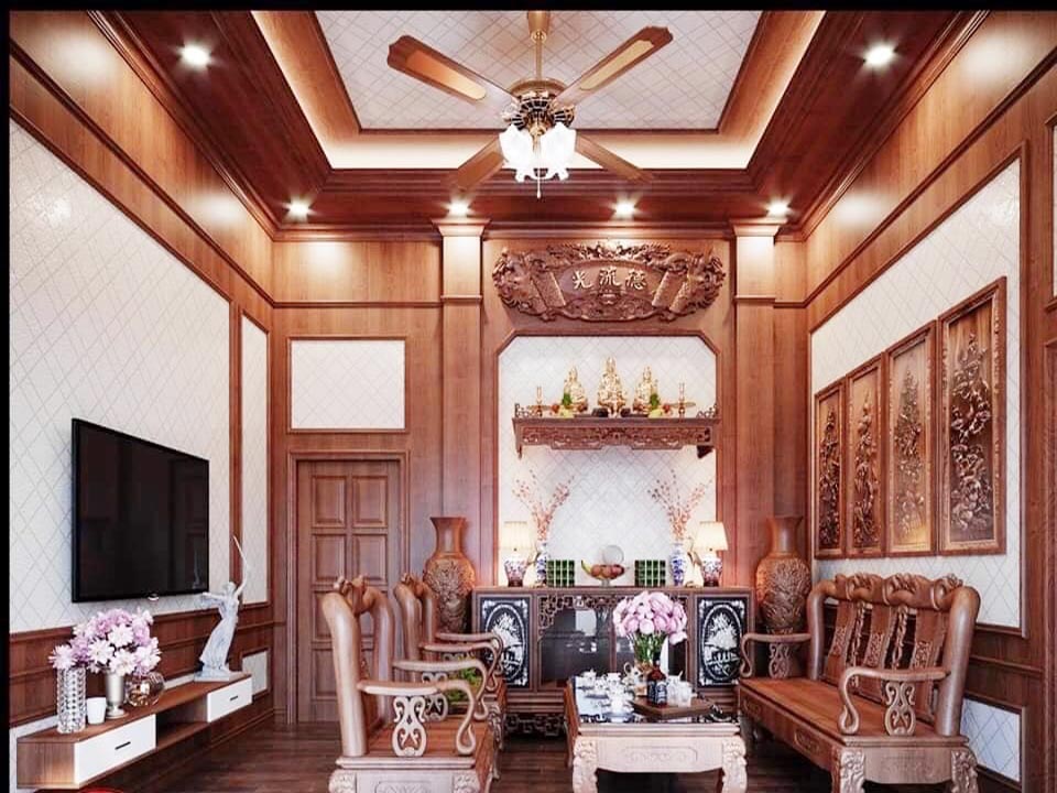 Thi công tấm ốp tường cho phòng khách